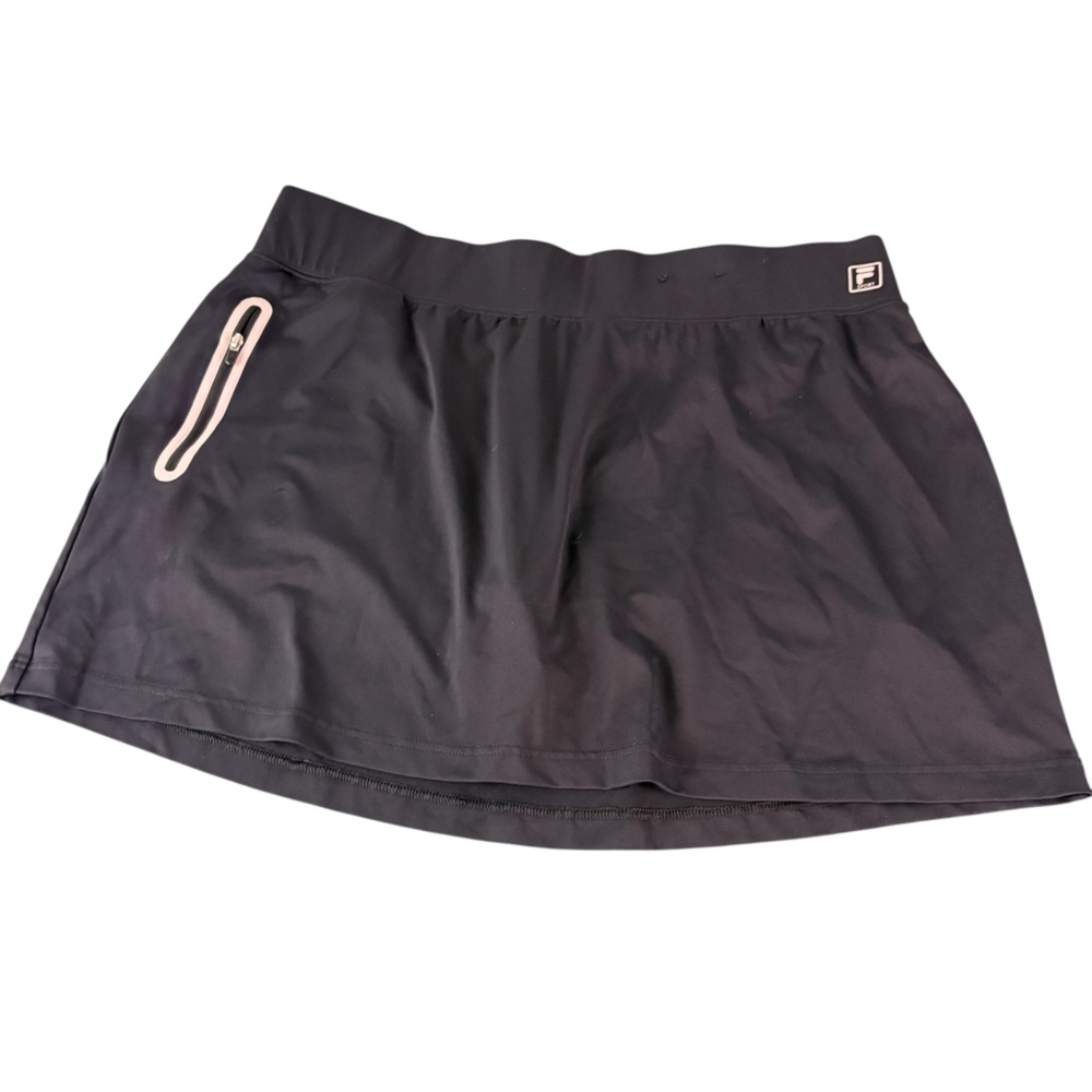 Fila Womens Plus 1X Tennis Golf Pickleball Skirt Skort Black Ruffles (111)